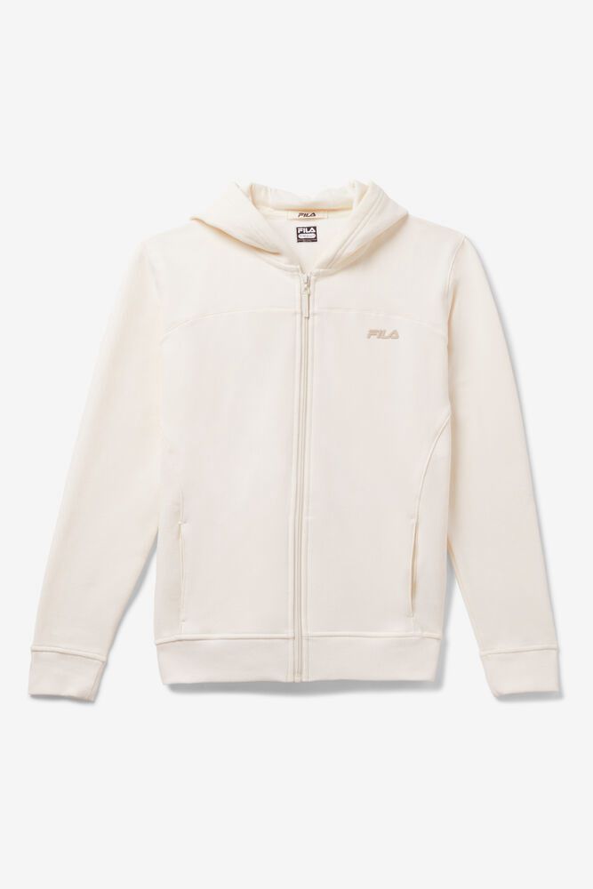 Fila Hoodie Womens White - Never Lose Full Zip - Philippines 1480253-ZF